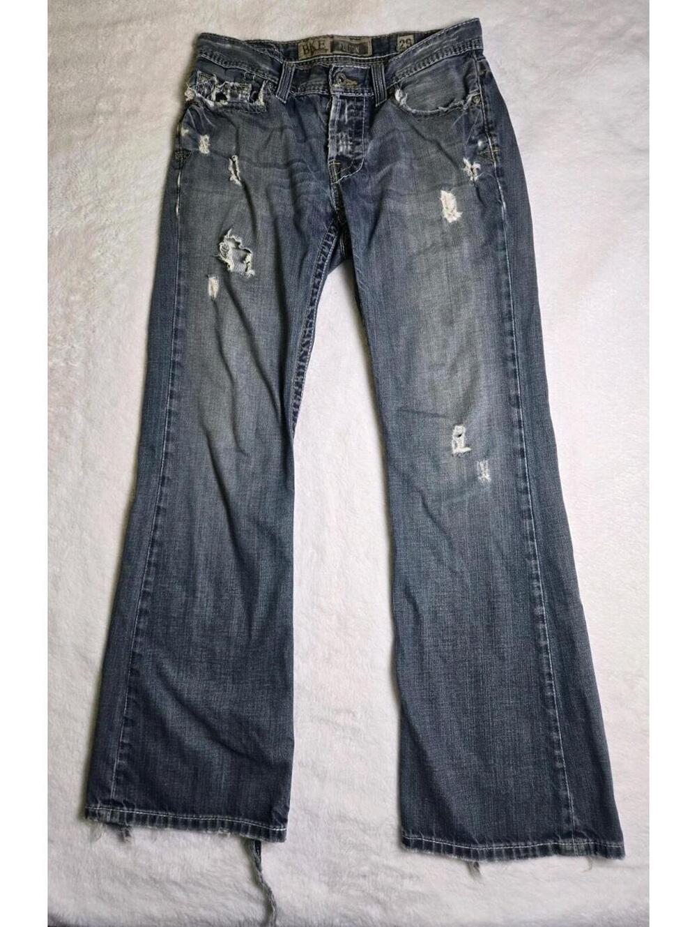 BKE "Fulton" Distressed Boot Cut Thick Stitch Jeans - Mens 29x30